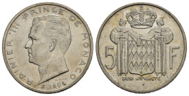 MONACO. Ranieri III. 5 Francs 1960. Ag. qFDC