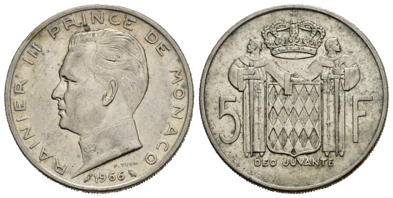 MONACO. Ranieri III. 5 Francs 1966. Ag. SPL