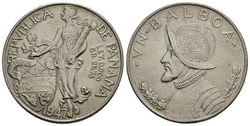 PANAMA. 1 Balboa 1947. Ag. 26,65 g. qFDC