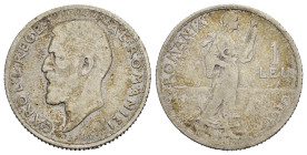 ROMANIA. Carol I. 1 Leu 1910. Ag. MB