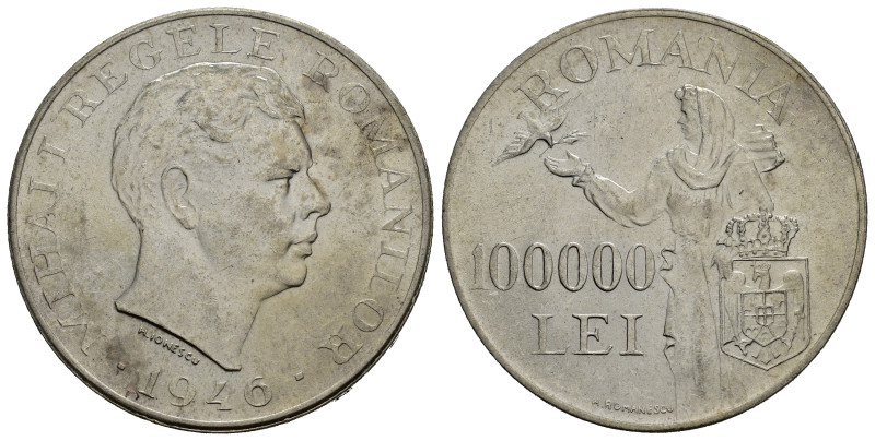 ROMANIA. 100000 Lei 1946. Ag 25,05 g. qFDC