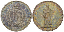 SAN MARINO. Vecchia monetazione. 5 lire 1898. Roma. Ag. Gig. 17. qFDC