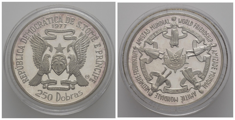 SAO TOME E PRINCIPE. 250 Dobras 1977. Ag. Proof