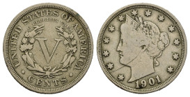 STATI UNITI. 5 cents 1901. Ni. MB-BB