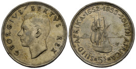 SUDAFRICA. Giorgio VI. 5 shillings 1952. Ag (28,24). SPL