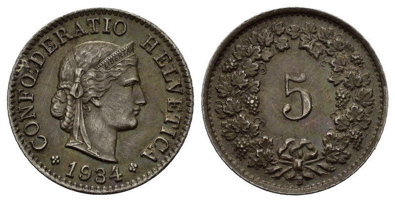 SVIZZERA. 5 Rappen 1934 B. SPL