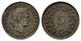 SVIZZERA. 5 Rappen 1934 B. SPL