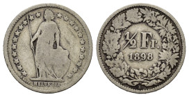 SVIZZERA. 1/2 Franco 1898. Ag. MB