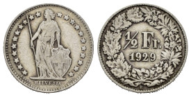 SVIZZERA. 1/2 Franco 1929. Ag. MB