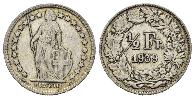 SVIZZERA. 1/2 Franco 1939. Ag. BB
