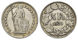 SVIZZERA. 1/2 Franco 1939. Ag. BB