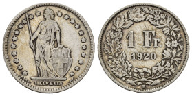 SVIZZERA. 1 Franco 1920. Ag. qBB