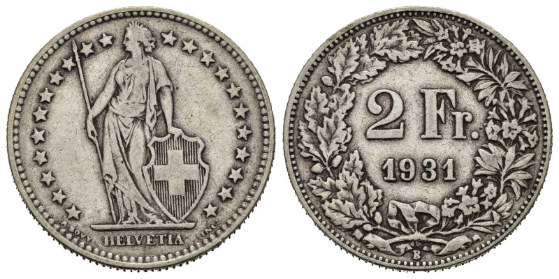 SVIZZERA. 2 Francs 1931. Ag. qBB