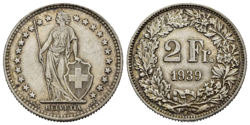 SVIZZERA. 2 Francs 1939. Ag. BB+