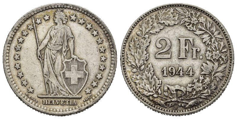 SVIZZERA. 2 Francs 1944. Ag. BB