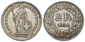 SVIZZERA. 2 Francs 1944. Ag. BB
