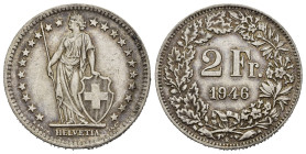 SVIZZERA. 2 Francs 1946. Ag. BB+