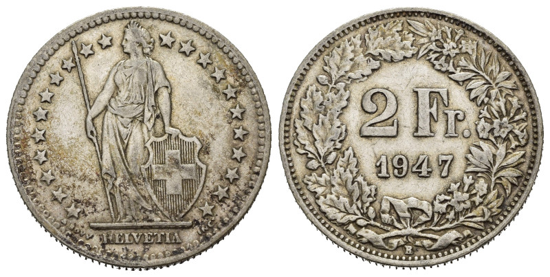 SVIZZERA. 2 Francs 1947. Ag. BB