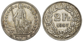SVIZZERA. 2 Francs 1947. Ag. BB