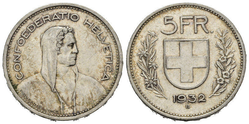 SVIZZERA. 5 Francs 1932. Ag. BB+