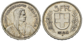 SVIZZERA. 5 Francs 1932. Ag. BB+