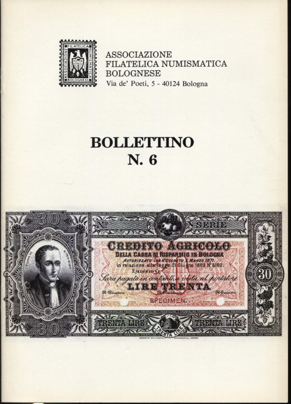 AA.VV. - Associazione fil. numismatica bolognese Bollettino N 6. Bologna, 1993. ...