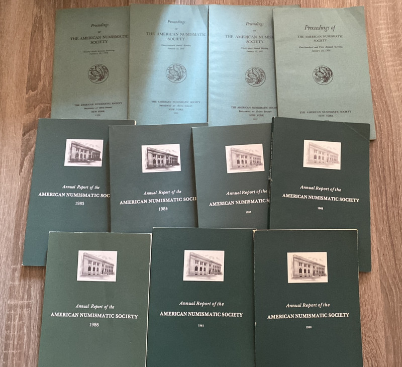 Annual Report of the American Numismatics Society. Lotto di varie annate (anni '...