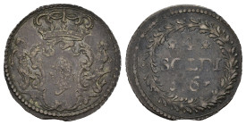 CORTE. Isola di Corsica. Pasquale Paoli Generale (1762-1768). 4 soldi 1767. Mi (1,45 g). MIR 4/6. BB