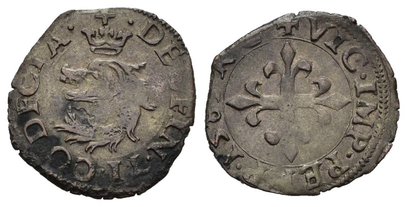 DESANA. Delfino Tizzone (1583-1598). Liard 1583 o 1585. Mi (0,77 g). Delfino cor...