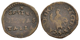 GUASTALLA. Ferrante III Gonzaga (1632-1678). Sesino con Santa Caterina. (1,01 g). MIR 424. BB