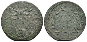 GUBBIO. Stato Pontificio. Alessandro VII (1655-1667). Mezzo Baiocco Cu (7,06 g). MIR 1891 - Raro. BB