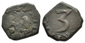 MESSINA. Filippo II (1556-1598). 3 piccioli sigle PP. Cu (2,15 g). MIR 340. BB