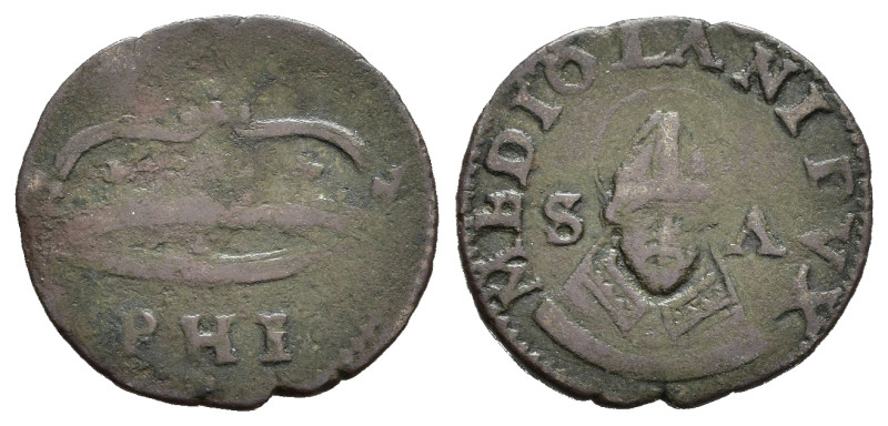 MILANO. Filippo II (1556-1598). Trillina Mi (1,02 g). Lettere PHI coronate - Bus...