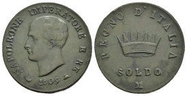 MILANO. Napoleone I Re d'Italia. 1 soldo 1809 M. Gig. 210. BB+