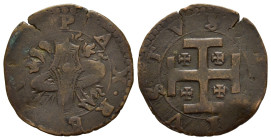 NAPOLI. Carlo V d'Asburgo (1516-1556). 3 cavalli. AE (3,12 g). D/PAX REGVM, nel campo un trofeo di armi. R/REX IVSTVS; nel campo croce di Gerusalemme....
