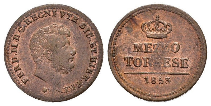 NAPOLI. Ferdinando II di Borbone (1830-1859). Mezzo Tornese 1853. Cu. Magliocca ...