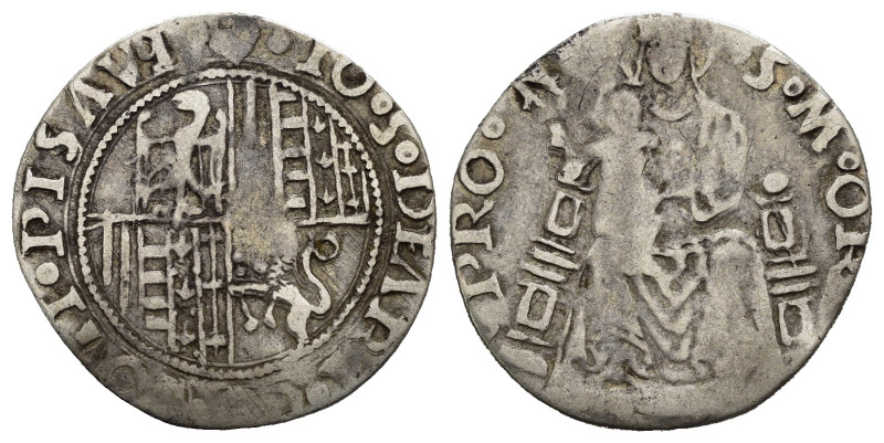 PESARO. Camilla d'Aragona reggente e Giovanni Sforza (1483-1849). Grosso Ag (1,7...