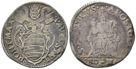 ROMA. Stato pontificio. Paolo IV (1555-1559). Testone con San Pietro seduto. Ag (9,27 g). MIR 1023/1. Raro. MB