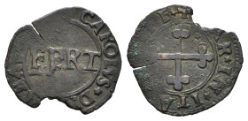 Savoia. Carlo II (1504-1553). Quarto Mi (0,92 g). Nel campo FERT - Croce Mauriziana. MIR 407a. MB