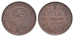 Regno d'Italia. Vittorio Emanuele II (1861-1878). 1 Centesimo 1867 M (Milano). Gig. 115. FDC