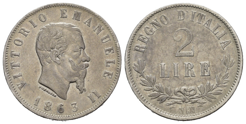Regno d'Italia. Vittorio Emanuele II (1861-1878). Napoli. 2 Lire 1863 N "Valore"...