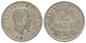 Regno d'Italia. Vittorio Emanuele II (1861-1878). Napoli. 2 Lire 1863 N "Valore". Ag. Gig. 58. NC. BB+