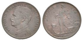 Vittorio Emanuele III (1900-1943). 1 centesimo 1914 "Italia su Prora". Gig.318. qFDC