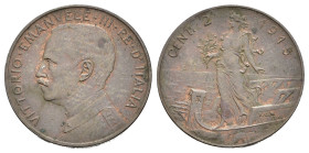 Regno d'Italia. Vittorio Emanuele III (1900-1943). 2 centesimi 1915 "Italia su Prora". Gig.304. qFDC