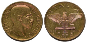 Regno d'Italia. Vittorio Emanuele III (1900-1943). 5 centesimi 1939 "Impero". FDC