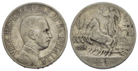 Regno d'Italia. Vittorio Emanuele III. 1 Lira 1908. Ag. MB