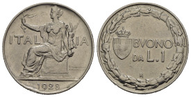 Regno d'Italia. Vittorio Emanuele III (1900-1943). Buono da 1 lira 1928. BB