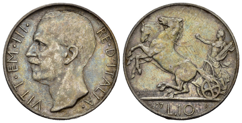 Regno d'Italia. Vittorio Emanuele III (1900-1943). 10 lire 1927 **due rosette "B...