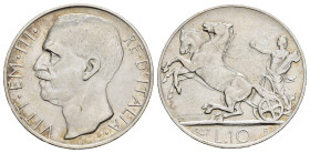Regno d'Italia. Vittorio Emanuele III (1900-1943). 10 lire 1927 *una rosetta "Biga". Gig. 56. NC. BB