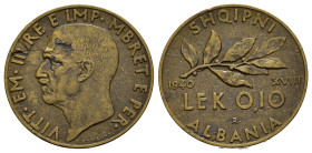 Vittorio Emanuele III (1900-1943). ALBANIA. 0,10 lek 1940 XVIII. Gig.15. Tondello fratturato. BB